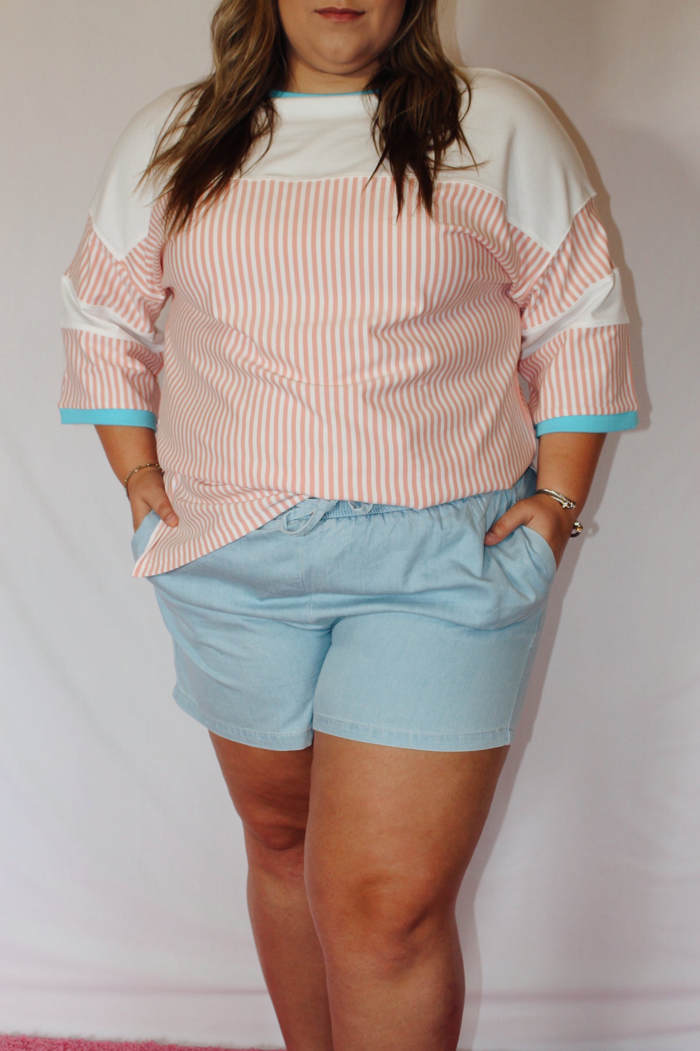 Light Blue Drawstring Shorts