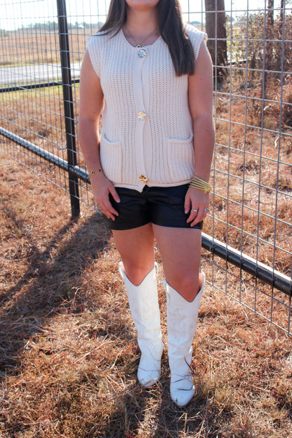 Black Faux Leather Shorts