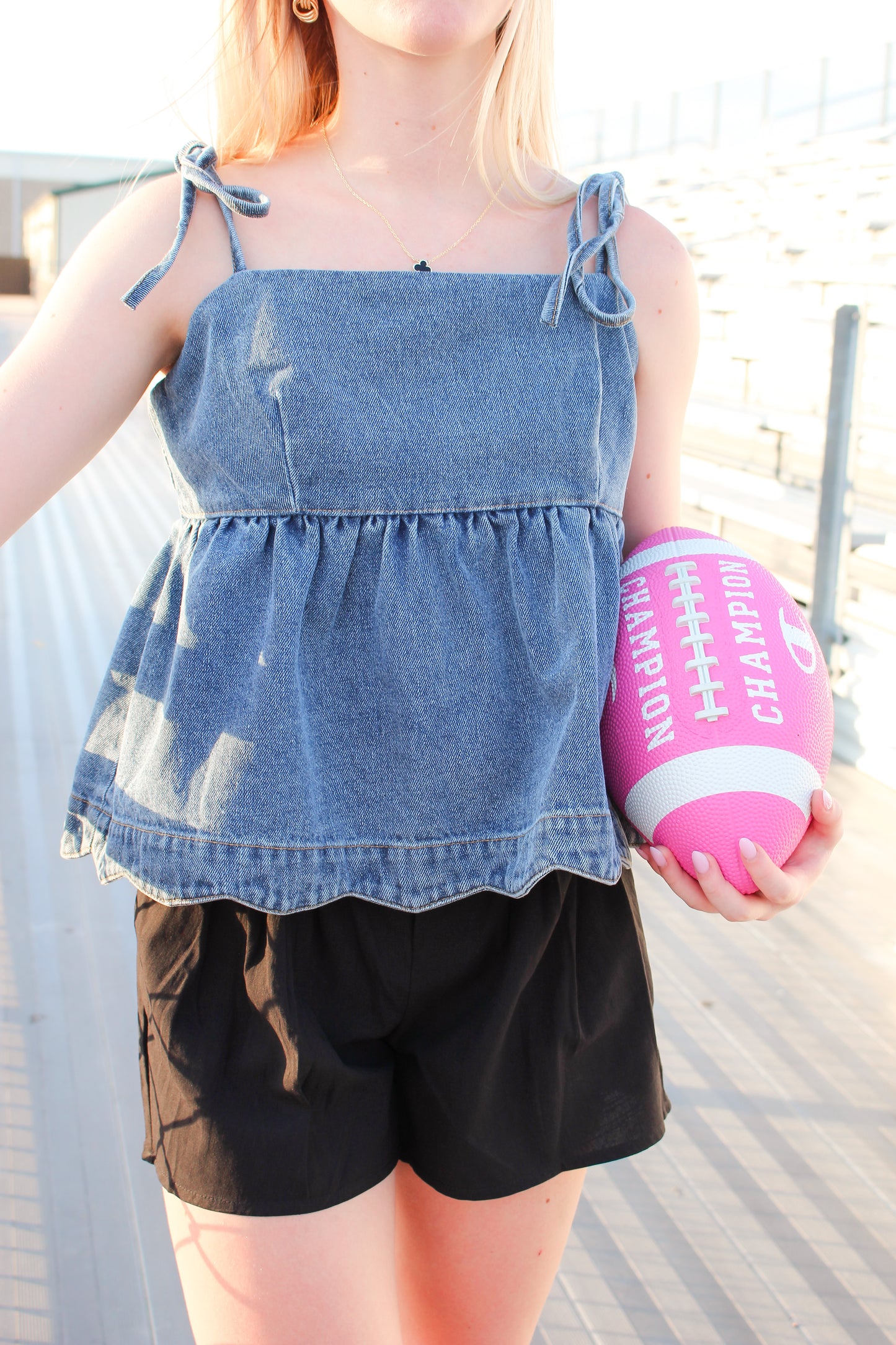 Denim Tie Strap Top