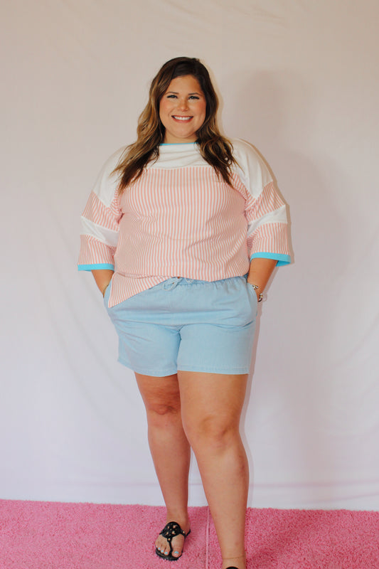Light Blue Drawstring Shorts